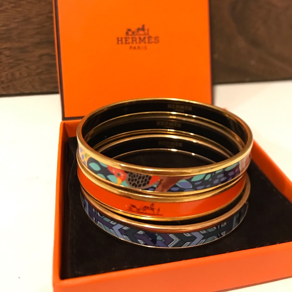Blue and White Hermes Enamel Bangle